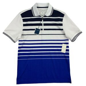 Club Room Mens Ombre 1/4-Zip Short Sleeve Polo Shirt White S